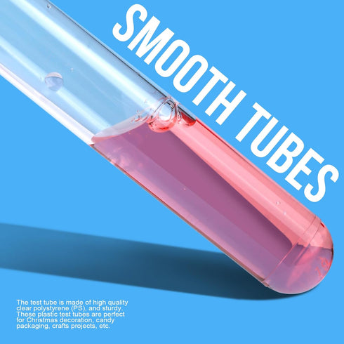 Teenitor 50pcs Test Tubes Plastic Test Tubes, 16×100mm Clear Test Tube with Caps for Lab Plastic Test Tubes for Plants, Beads, Party...