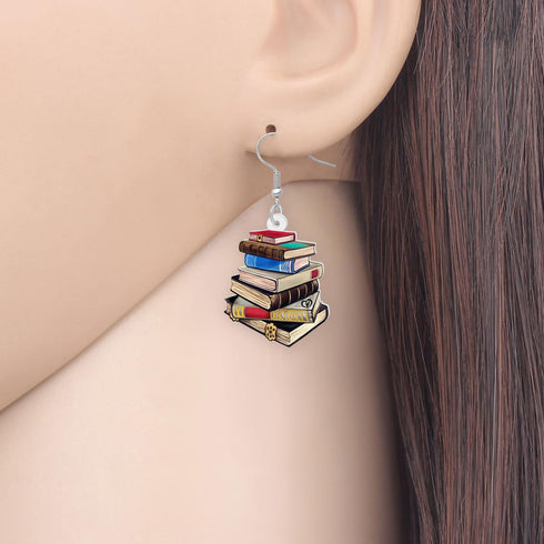 BONSNY Dangle Novelty Funny Teacher Book Pencil Earrings Acrylic Back to School Jewelry For Women Gifts Charms...
