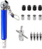 14Pcs Pencil Tire Pressure Gauge Valve Core Tool Kit?Including Tire Gauge Pencil, 4-1 Way Valve Tool, Schrader Valve Cores, Aluminum Valve Caps an...