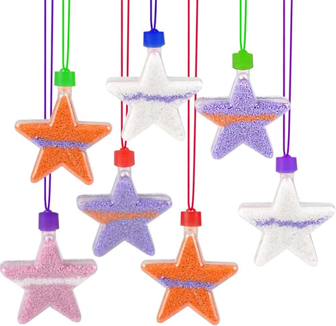 ArtCreativity Star Sand Art Bottle Necklaces, Pack of 36, Sand Art Craft Kit with Shaped Bottles, Craft Party Supplies and Party Favors for Kids -...
