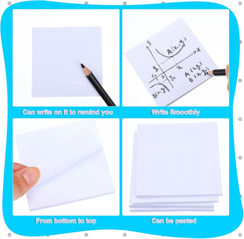 12 Pieces Mini Dotted Sticky Notes 3 x 3 Inch Graph Self Stick Paper Pad Sticky Paper Dot Grid Sticky Notepad for Graphing, Architects, Teachers A...
