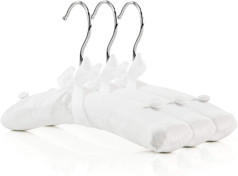 HANGERWORLD Pack of 3 Small Kids Satin Padded Hangers - 11.8inch Soft White Infant, Toddler and Baby Hangers for Nursery Closet...