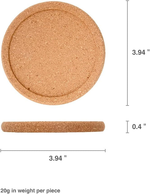 Natural Round Cork Coasters for Drinks with Lip Edge Absorbent Heat and Water Resistant Reusable Durable Saucers for Bar Glass Cup/Mug Coffee Coas...