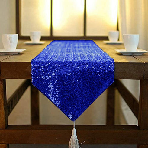 ShinyBeauty 12x72-Inch-Royal Blue-Sequin Table Runner with Tassel for Dining Decoration-Sequin Dresser Scarves for Wedding Event...