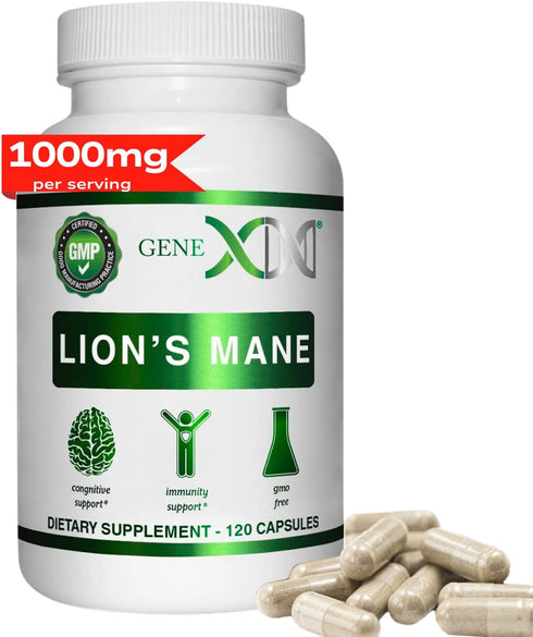 Genex Formulas Lions Mane Supplement with 100% Lions Mane Extract - Nootropics Brain Support Supplement 1000mg/serving - (120 Capsules)...