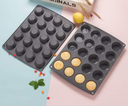 Webake Mini Muffin Cupcake Tin Pan Silicone Non-stick Baking Mold for Mini Pie, Quiche, Tartlet, Mini Muffin Top, Keto Fat Bomb, Pack of 2...