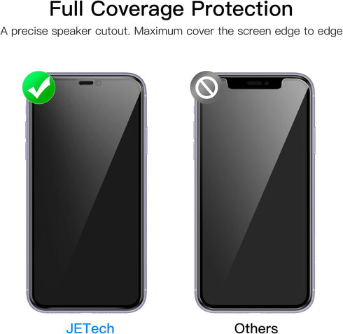 JETech Privacy Full Coverage Screen Protector for iPhone 11/XR 6.1-Inch, Anti-Spy Tempered Glass Film, Edge to Edge Protection Case-Friendly, 2-Pa...