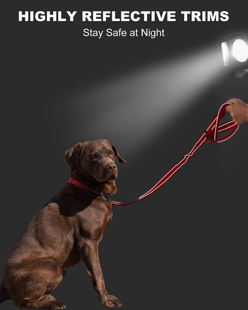 6FT Heavy Duty Dog Leash - Tactical Dog Bungee Leash No Pull Shock Absorption with Car Seat Belt Buckle & Traffic Handle for Safety - Multifunctio...