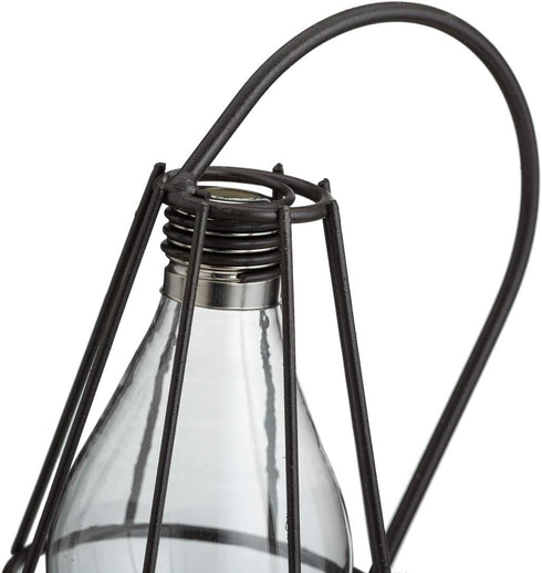 TJ Global Lamp with Glass Light Bulb Vase Planter Holder, Plant Terrarium, Propagation Station, Metal Stand for Hydroponics Plants Home Garden Wed...
