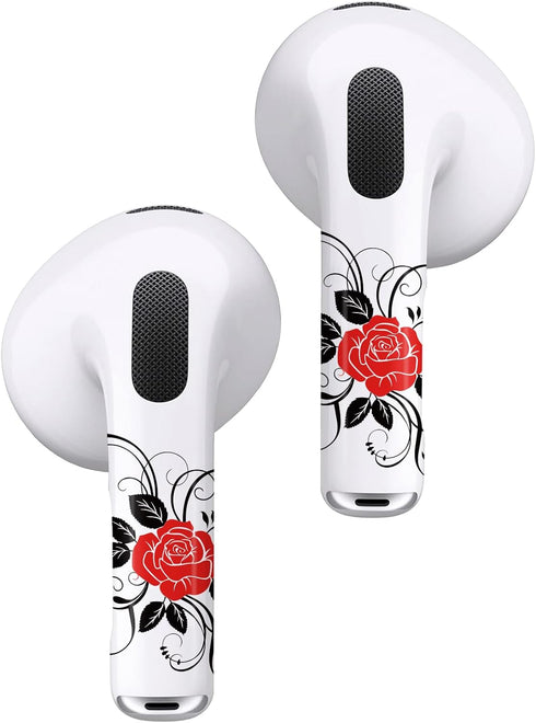 for Red Rose AirPods 3 Sticker, Elegant Floral AirPods Skins for Earbuds, Compatible to AirPods Pro 3rd Genaration Case Cover, Ideal for Fashion W...