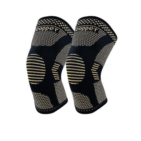 DUJIA Copper Knee Brace for Knee Pain 2 Pack with Patella Gel Pads and Side Stabilizers - Workout,Arthritis Pain Relief and Support (Black+copper,...