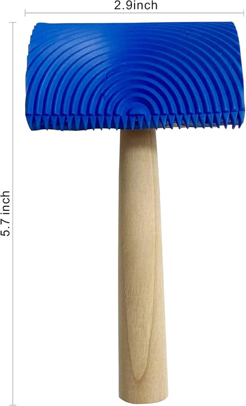 Hanroy Wood Graining Painting Tool, Rubber Empaistic Wood Grain Tool with Wooden Handle Household Wall Art Paint(MS19B)...
