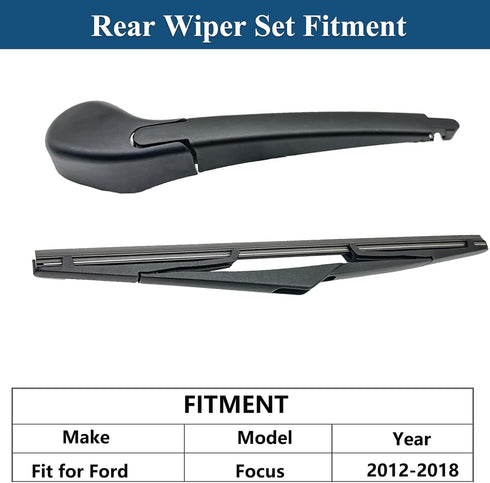 Rear Wiper Arm Blade Set Replacement for Ford Focus 2012-2018 Hatchback SE ST RS, Rear Windshield Wiper Arm Blade Set for Back Windshield Window, ...