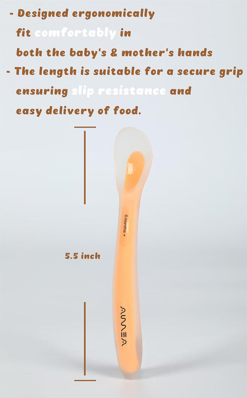 Baby Spoons, First Stage Feeding For Baby, Soft Silicone, Toddler spoon, Baby's First Foods Spoon Set with Travel Case, Gum-Friendly, Baby Gifts, ...