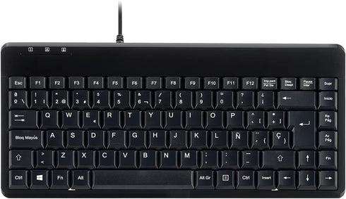 Perixx PERIBOARD-409U ES - Mini USB Teclado - Negro Brillante - QWERTY Español con Ñ tecla...