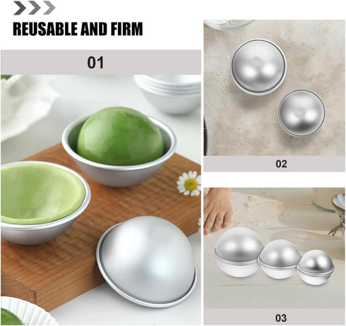 Tofficu 8Pcs Dome Cake Pan - Aluminum Cake Ball Mold - 1.77+2.16+2.55+3.14 Inch Half Ball Cake Pan - Football Cake Pan - 3d Round Shape Cake Mold ...