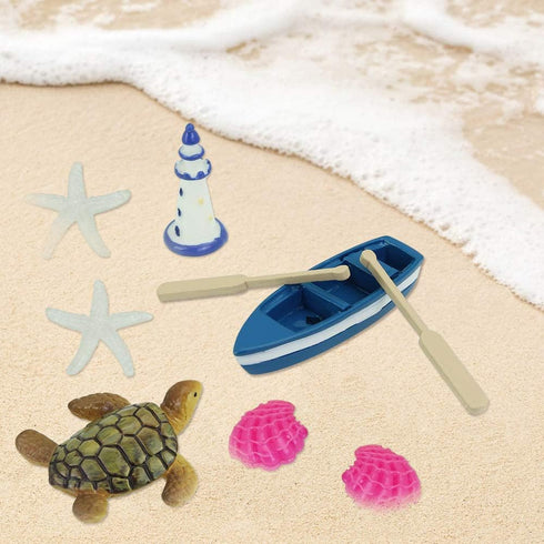 Dollhouse Decoration 20 Pcs Beach Style Miniature Ornament Kits Set 1:12 Foldable Dollhouse Beach Chair Umbrella Seaside Beach Accessories Statues...