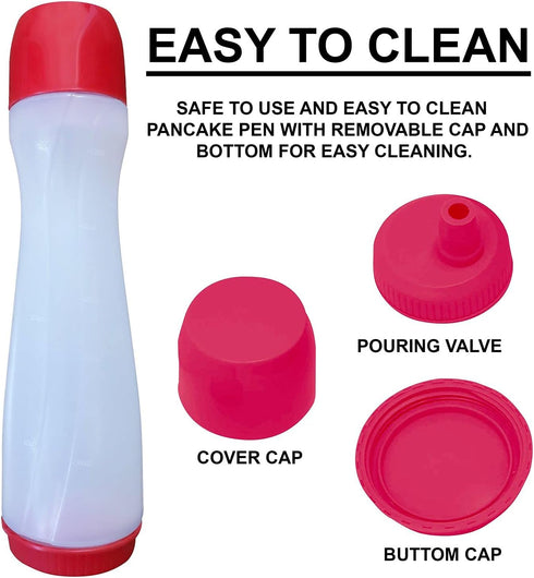 Bahoki Essentials Pancake Pen - Easy-Squeeze Batter Dispenser with Drip-Free Silicone Nozzle...