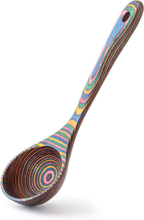 Gudamaye Pakkawood Rainbow Deep Soup Ladles,Pakkawood Ladle,10.6 inch Big Soup Ladle for Cooking,Deep Ladle Spoons,Wood Ladle, Wood Kitchen Utensi...