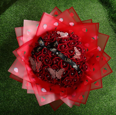 XIZHI 20 Sheets Flower Wrapping Paper 22.8x22.8Inch Used for DIY Crafts Florist Supplies Packaging Paper for Wedding Birthday Gift (Red)...
