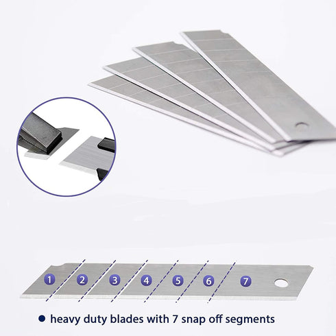 25MM Heavy Duty Utility Knife, Box Cutter with 10pcs SK-5 Retract Blades, Snap-Off Cutters with Rubber Grip for Cardboard, Boxes, DIY Crafts...