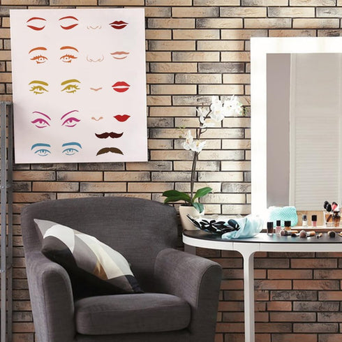 FINGERINSPIRE Facial Features Stencils 11.7x8.3 inch Plastic Eyes Stencils Large Reusable Mouth Lips Pattern Stencil Nose Mustaches Craft Painting...