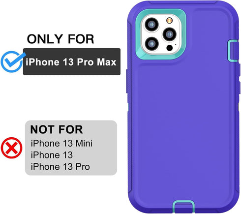 FEIYAR HOME for iPhone 13 Pro Max Heavy Duty Case with 2 Tempered Glass Protectors and Camera Lens Protector, Belt Clip Holster Kickstand - Milita...