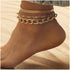 Bohemian Layered Anklet Gold Paperclip Chain Ankle Bracelet Fishbone Chain Anklets Adjustable Chunky Anklet Summer Beach Foot Chain Jewelry for Wo...