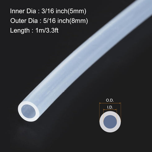 3.3ft 3/16" ID x 5/16" OD Silicone Tubing Clear 5mm x 8mm Industrial Plastic Tubing Pure Silicone Hoses for Pump Siphoning Draining Irrigation Bre...