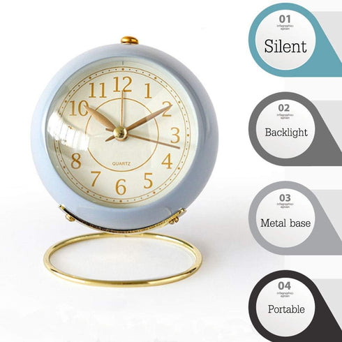 SHISEDECO Small Tableclocks Classic Non-Ticking Tabletop Alarm Clock with Backlight, Battery Operated Astronaut Deskclock with HD Glass for Living...