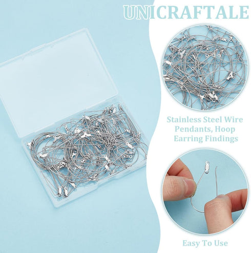 UNICRAFTALE 80pcs 4 Styles Beading Hoop Earrings Stainless Steel Hollow Hoop Earrings Finding Mixed Shapes Hoop Pendant Component for DIY Earrings...