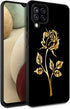 for Galaxy A12 case, Phone Case Silicone Black with Rose Pattern Design Ultra Slim Shockproof Soft TPU Girls Women Protective Cover Skin for Samsu...