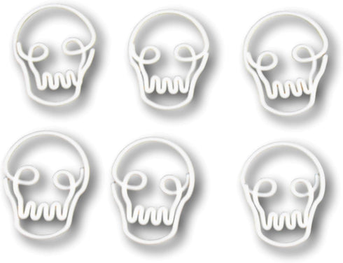 100 Count Skull Head Skeleton Shaped Paper Clips Great for Paper Clip Collectors or Office Gift - Comes in Round Tin with Lid and Gift Box (White)...