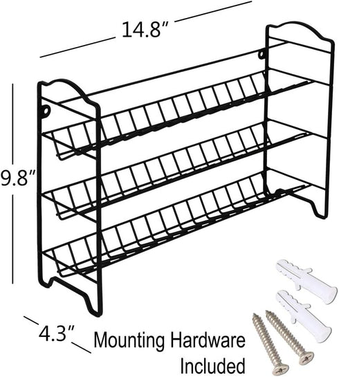 SWOMMOLY 3 Tier Spice Rack Organizer with 24 Empty Round Spice Jars, 396 Spice Labels, Funnel and Chalk Marker Complete Set, Black...