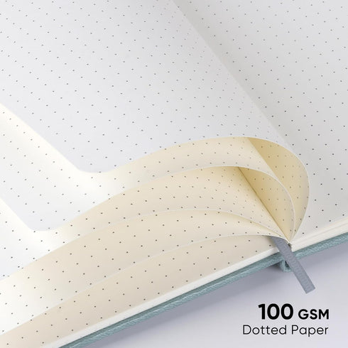Dotted Grid Journal Notebook, Bullet Dotted Journal Notebook with 100gsm Dotted Paper, Hardcover PU Leather, Inner Pocket, Medium 5"×8.25"(Dark Gr...