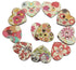 AKOAK 50 Pack 25MM 2-Hole Mixed Flower Pattern Printed Wooden Peach Heart Shaped Buttons Wood Sewing Buttons DIY Scrapbooking Clothe Buttons...