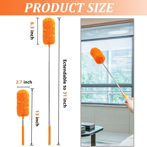 4 Pcs Washable Microfiber Feather Duster, with Extendable Pole and Bendable Head, Microfibre Cleaning Tool for Cleaning Office, Car, Computer, Fur...