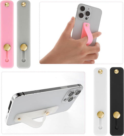 4 Pieces Phone Grip Holder Phone Loop Finger Holder Silicone Cell Phone Grip Strap Phone Finger Strap Stand for Most Smartphones(black/white/grey/...