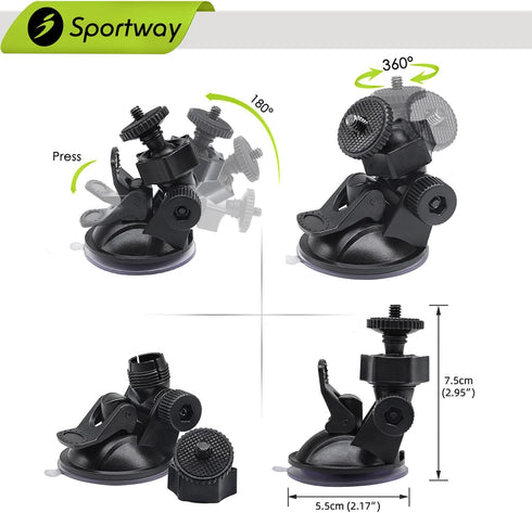 S30 Dash Cam Suction Mount (2nd Gen) with 10pcs Joints for REXING,Z-Edge,Old Shark,YI,KDLINKS,Falcon Zero,Transcend,Crosstour,VANTRUE,GoPro Hero a...