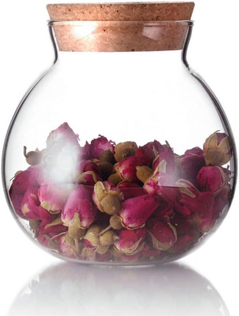 500 Ml (17 Fl Oz) Round Clear Glass Favor Jar Storage Jar, with Cork Stopper...