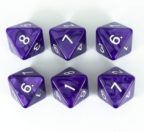 Purple D8 Dice - Pearl Effect - Set of Six...
