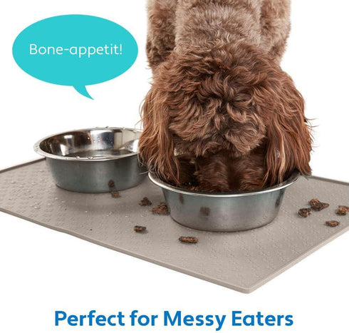 MIGHTY MONKEY 100% Waterproof Dog Food Mat, Raised Edges Silicone Pet Feeding Placemat for Cat, Dogs, Pet Bowls, High Lipped Tray Prevents Water S...