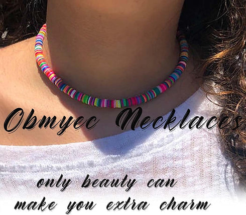 Heishi Surfer Choker Rainbow Beaded Choker Necklace Boho Disc Vinyl Necklaces Puka Personalized Beach Summer Collar Jewelry for Women...