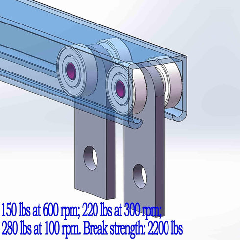 2 Wheel Trolley Assembly Rollers Two Bearing Trolley Assembly for 1-5/8" Wide and All 1-5/8" or Taller Strut Channel…...