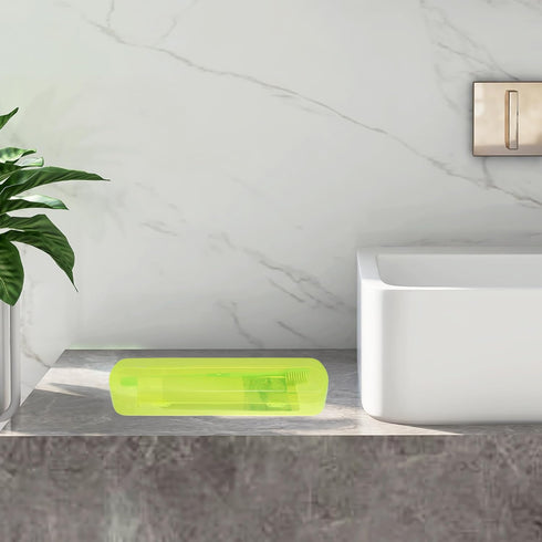 VOCOSTE Toothbrush Travel Case, Plastic, Lightweight Traveling Toothbrush Holders Case, for Travel Business, Yellow, 2.17"x1.38"x8.07"...