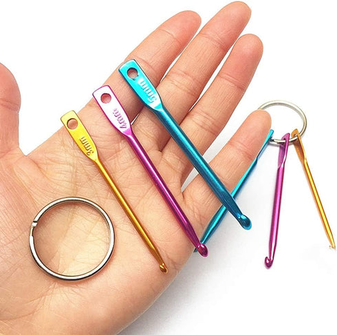 BAGERLA Mini Crochet Hooks with Keychain and Swivel Hooks Aluminum Knitting Needles Tool Suitable for Yarn Knitting and Sewing Perfect for Pro or ...