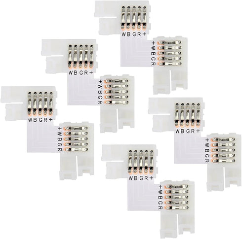 SUPERNIGHT RGBW LED Strip Connector 5 Pin L Coner Connectors for 10 mm Wide 5050 and 3528 LED Indoor String Lights Extending Connection...