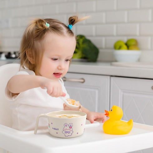 shopwithgreen Bamboo Kids Bowls Set, 4 Reusable Small Bowls for Baby Toddlers, Dinnerware Cereal Snack Soup Rice Bowl with 4 Spoons & Forks, Dishw...