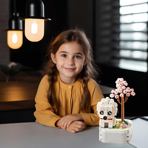 Dog Building Decoration Set Flower Bouquet Blocks- Mini Blocks Arts and Crafts for Kids Ages 6-12+, Home Decor Gifts for Him and Her, Adults(217 P...