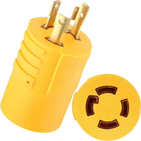 Generator Transfer Switch Adapter Compatible with NEMA L5-30P Male to L14-30R Female, 30 Amp 3 Prong to 4 Prong Locking Generator Adapter, Generat...